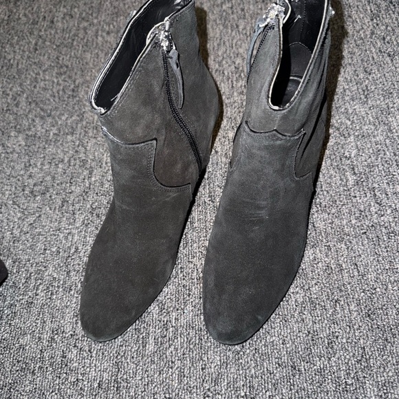 Zara Black Suede Cowboy Ankle Boots - Picture 4 of 9